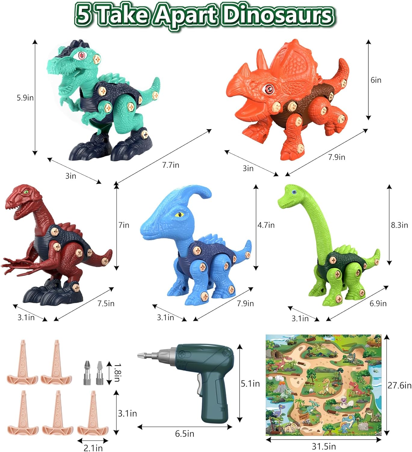 Jasonwell Kids Building Dinosaur Toys - Boys STEM Take Apart Construction Set Educational Dino Kit Play Set Easter Party Favors Christmas Birthday Gifts for Toddler Girls Age 3 4 5 6 7 8 + Year Old
