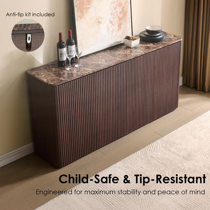 Ripple 4 Doors Sideboard Cabinet - Dark Oak