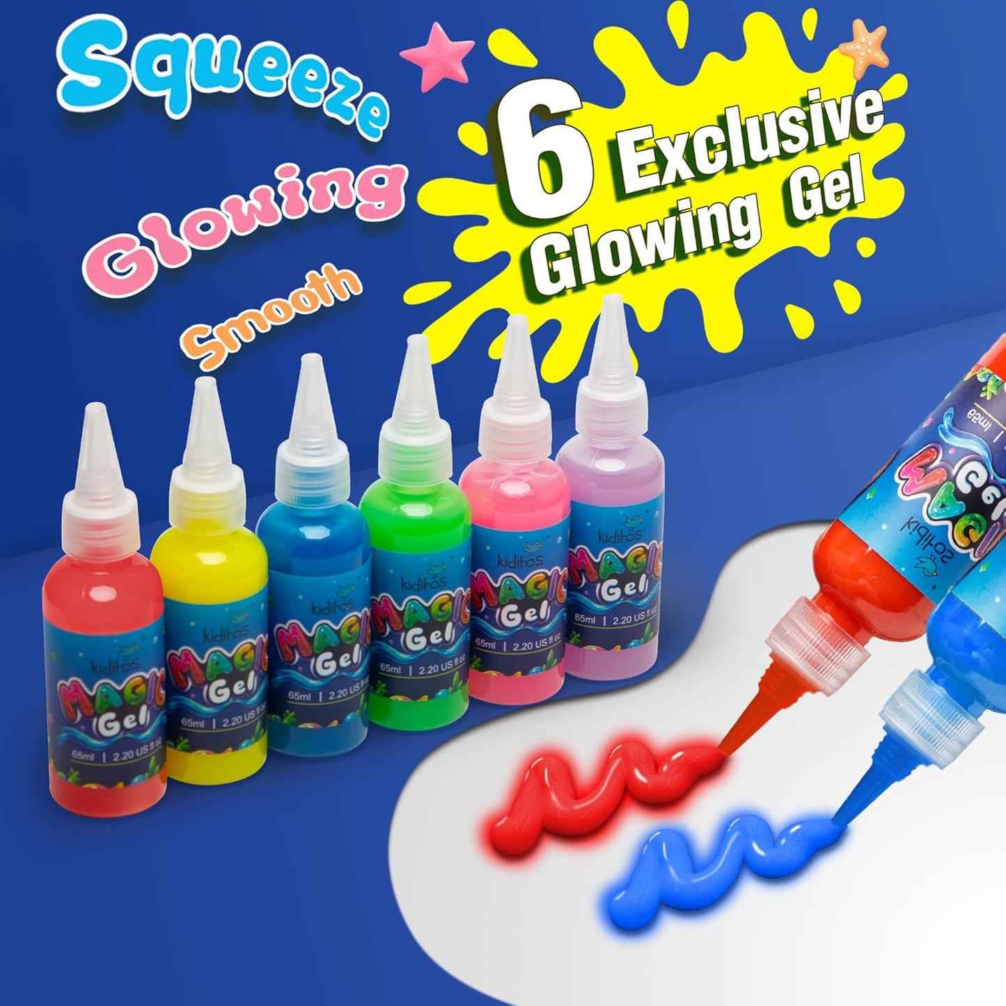 Kiditos Glow in the Dark Magic Water Elf Toy Kit,Aqua Fairy Water Gel Kit-6 Magic Gels&6 Molds-Make Your Own Water Pets&Squishy Toys-Fun Summer DIY Craft Kit,Birthday Gift&Party Favors for Kid Ages 3+