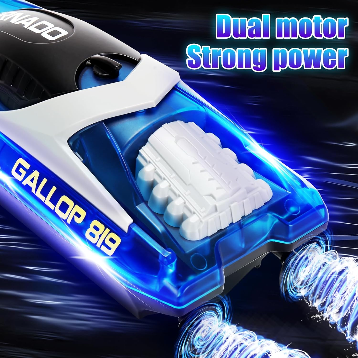 IAMGlobal RC Boat with LED Light for Kids and Adults, 2.4 GHZ RC Boats with 2 Rechargeable Battery, LED Light Remote Control Boat for Pools and Lakes, Fast Remote Control Boat with LED Lights (Blue)