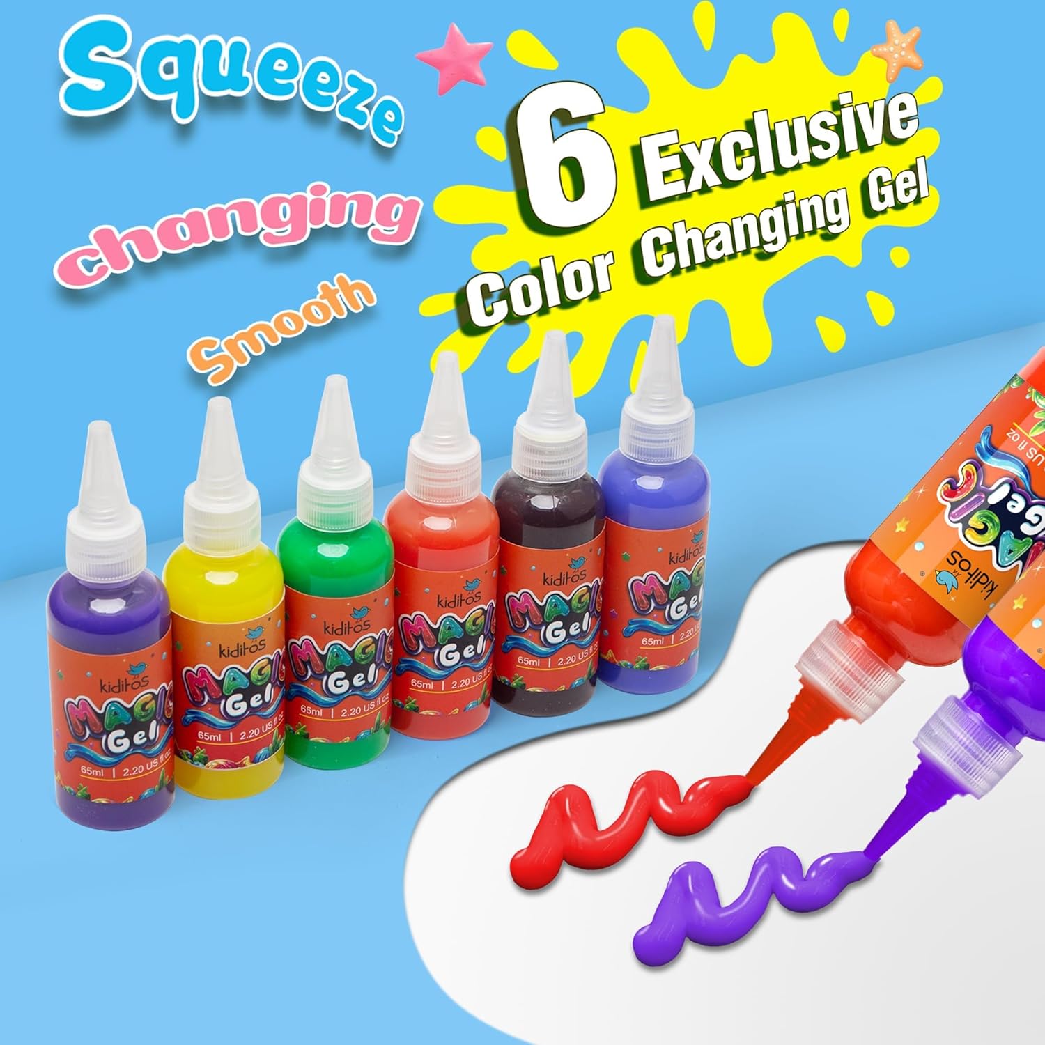 Kiditos Color Changing Magic Water Elf Toy Kit, Magic Aqua Fairy Water Gel Kit with 6 Color Changing Gels and 6 Molds. Christmas Gifts, Birthday Gifts, Party Favors, Arts&Crafts DIY STEM Kits for Kids