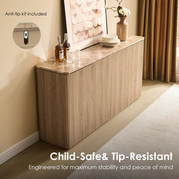 DelArk Fluted 4 Doors Sideboard Cabinet with Storage