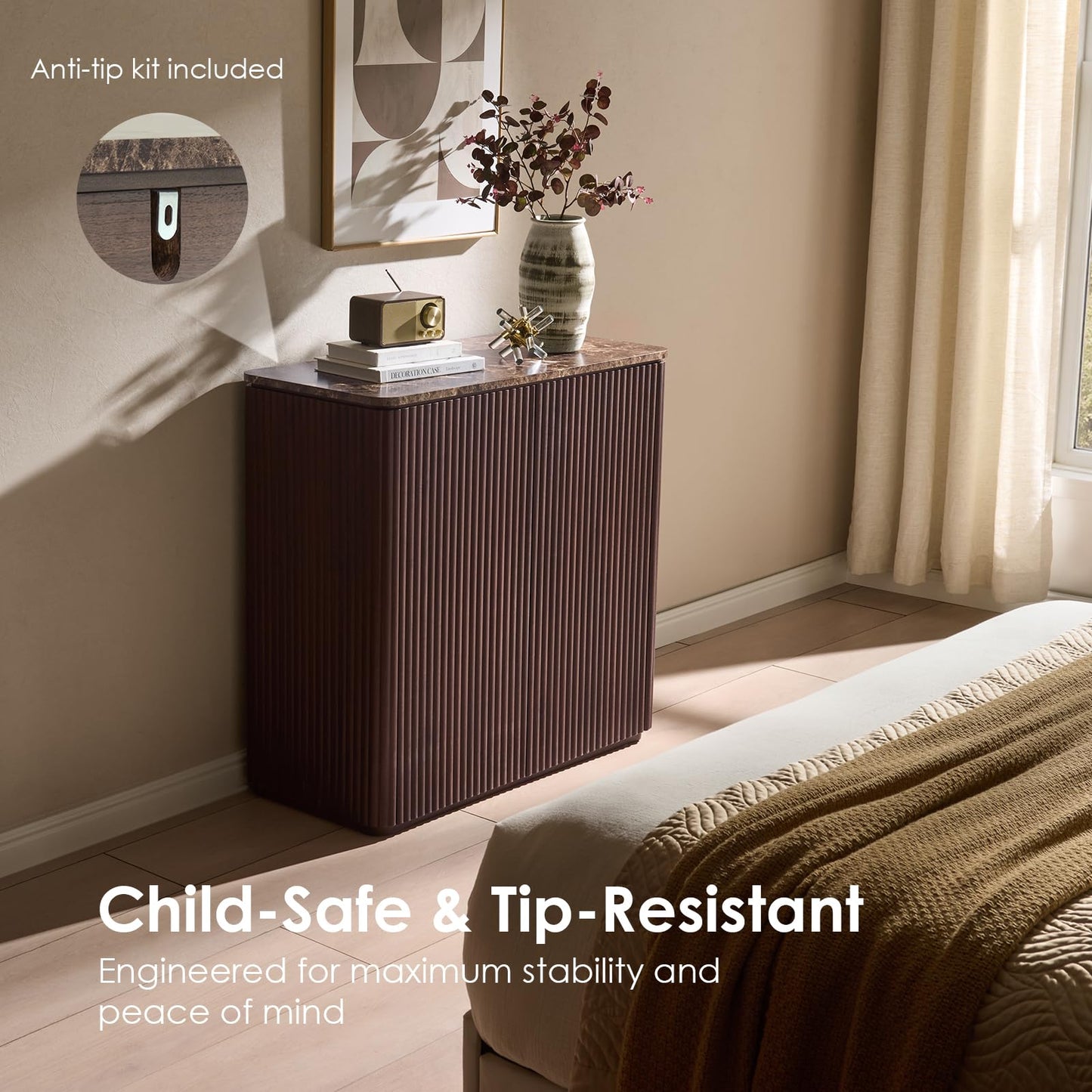 Ripple 2 Doors Sideboard Cabinet - Dark Oak