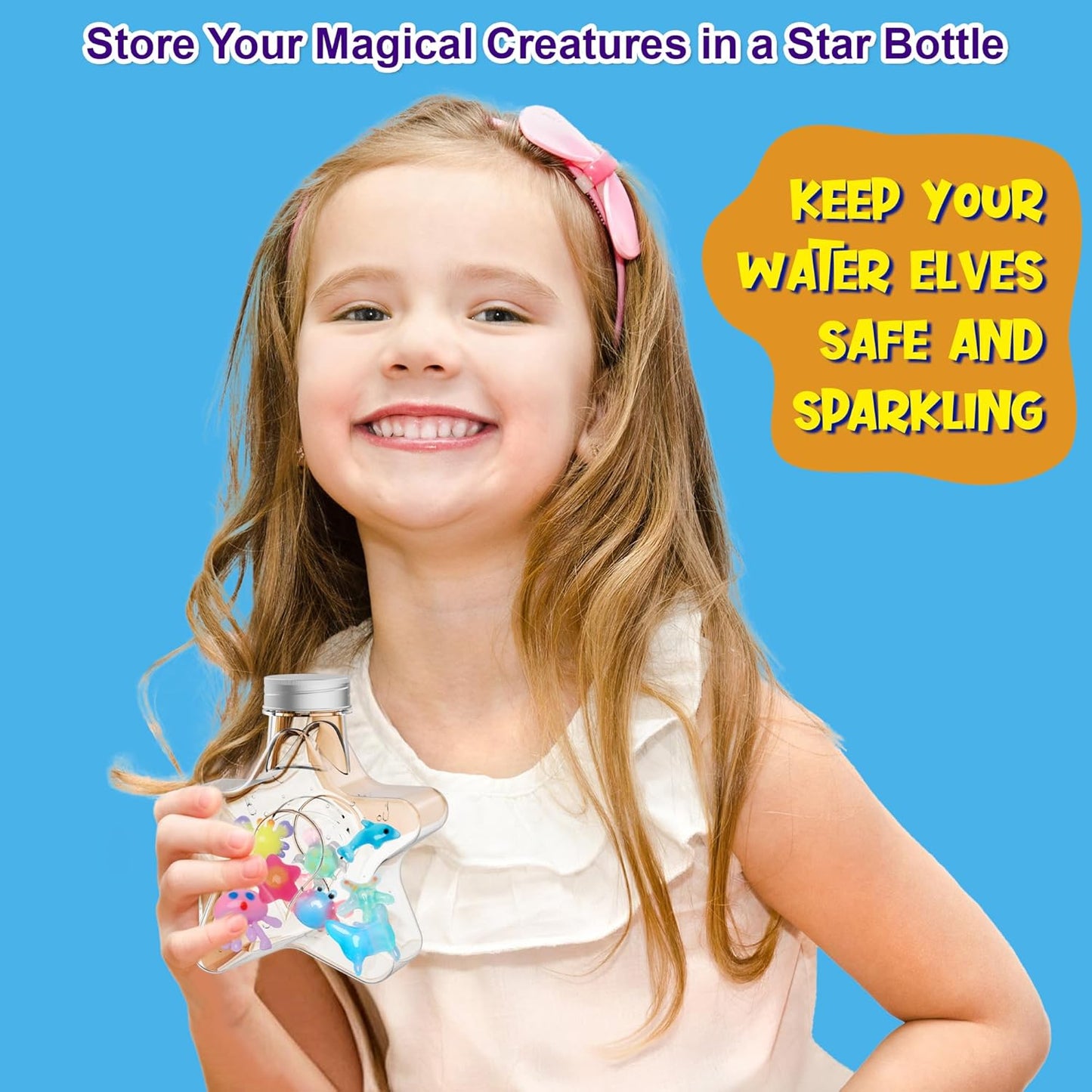 Kiditos Glow in The Dark Magic Water Elf Toy Kit,Aqua Fairy Water Gel Kit-8 Glow Gels&10 Molds-Make Your Own Water Pets&Squishy Toys–Fun Summer DIY Craft Kit,Birthday Gift&Party Favors for Kid Ages 3+