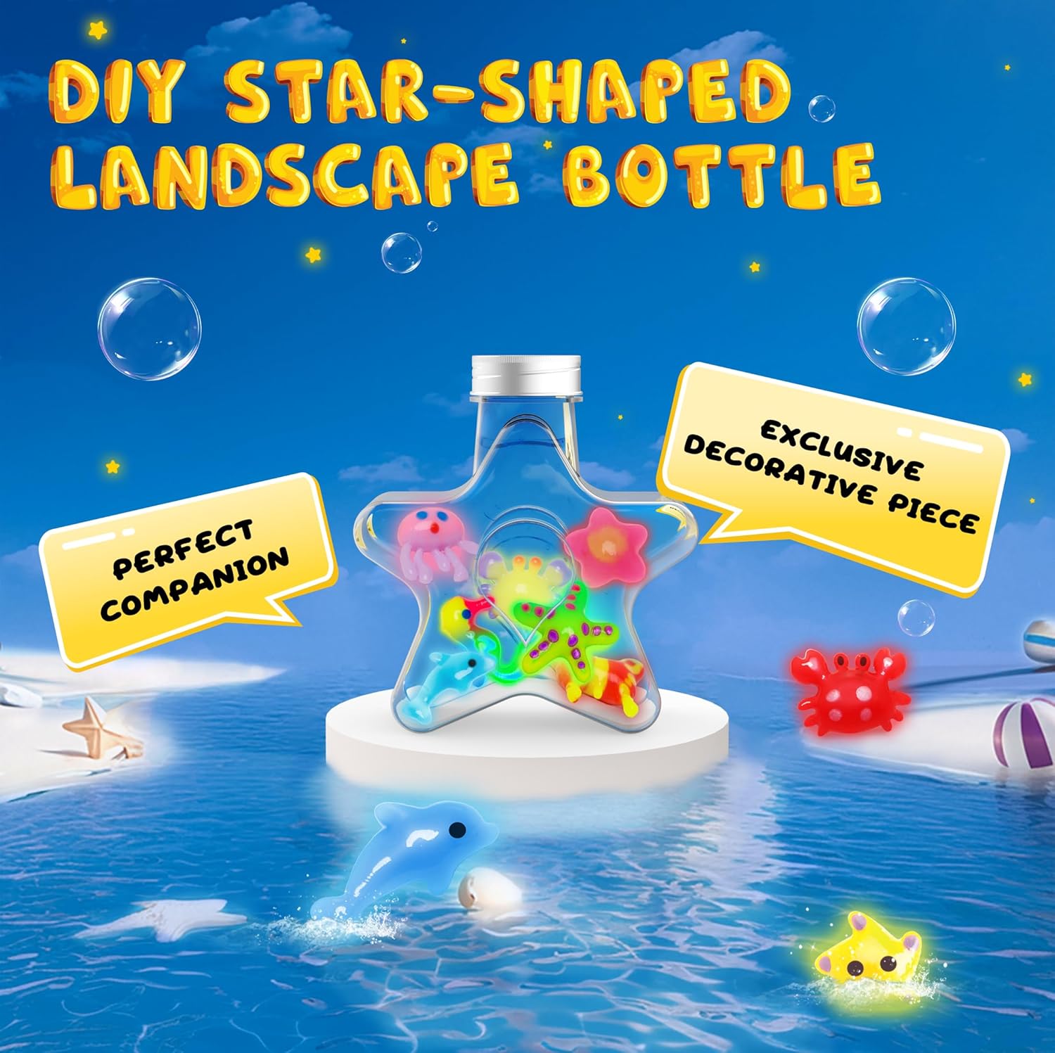 Kiditos Glow in The Dark Magic Water Elf Toy Kit,Aqua Fairy Water Gel Kit-8 Glow Gels&10 Molds-Make Your Own Water Pets&Squishy Toys–Fun Summer DIY Craft Kit,Birthday Gift&Party Favors for Kid Ages 3+