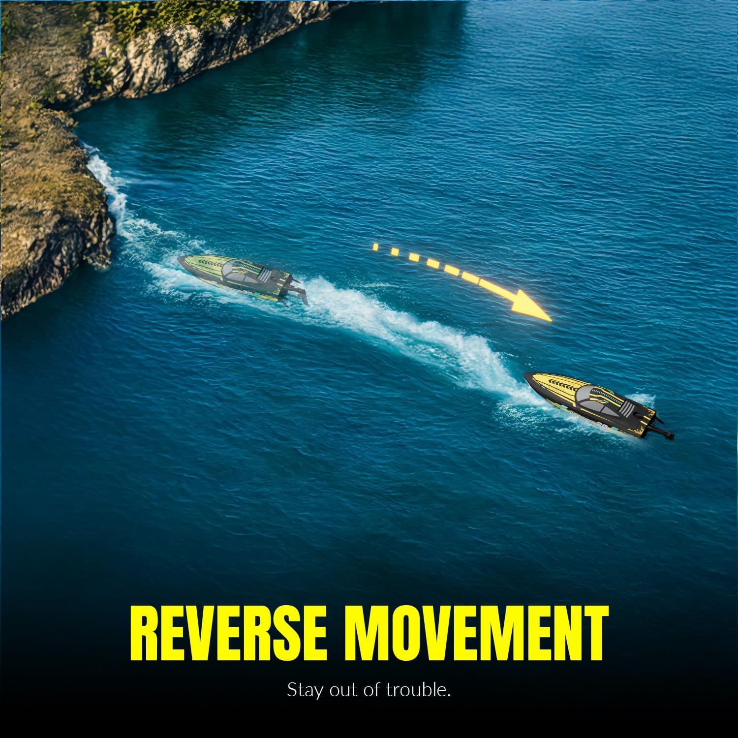 VOLANTEXRC RC Remote Control Boat for Pool，2.4Ghz Control RC Boats for Adults, Lake Electric Boat with Water Cooling System 2Rechargeable Batteries (Yellow)