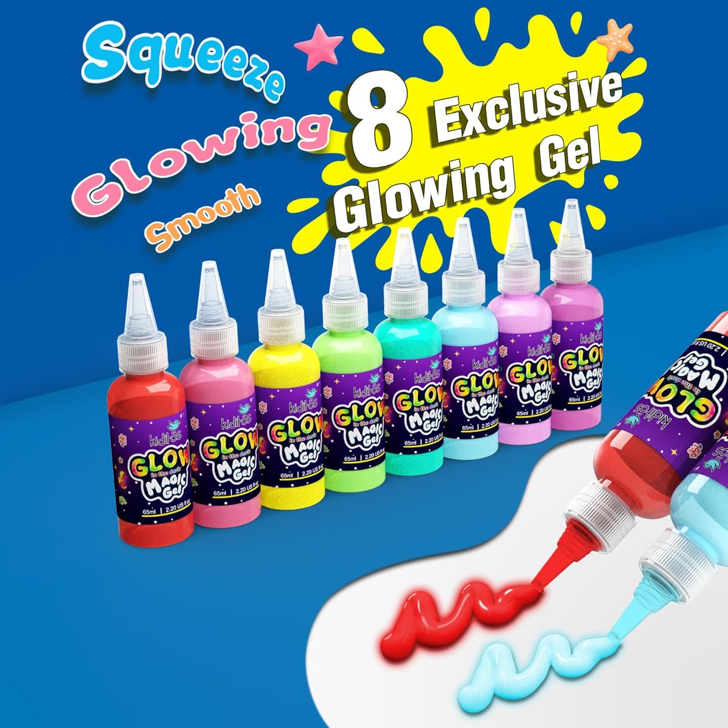 Kiditos Glow in The Dark Magic Water Elf Toy Kit,Aqua Fairy Water Gel Kit-8 Glow Gels&10 Molds-Make Your Own Water Pets&Squishy Toys–Fun Summer DIY Craft Kit,Birthday Gift&Party Favors for Kid Ages 3+