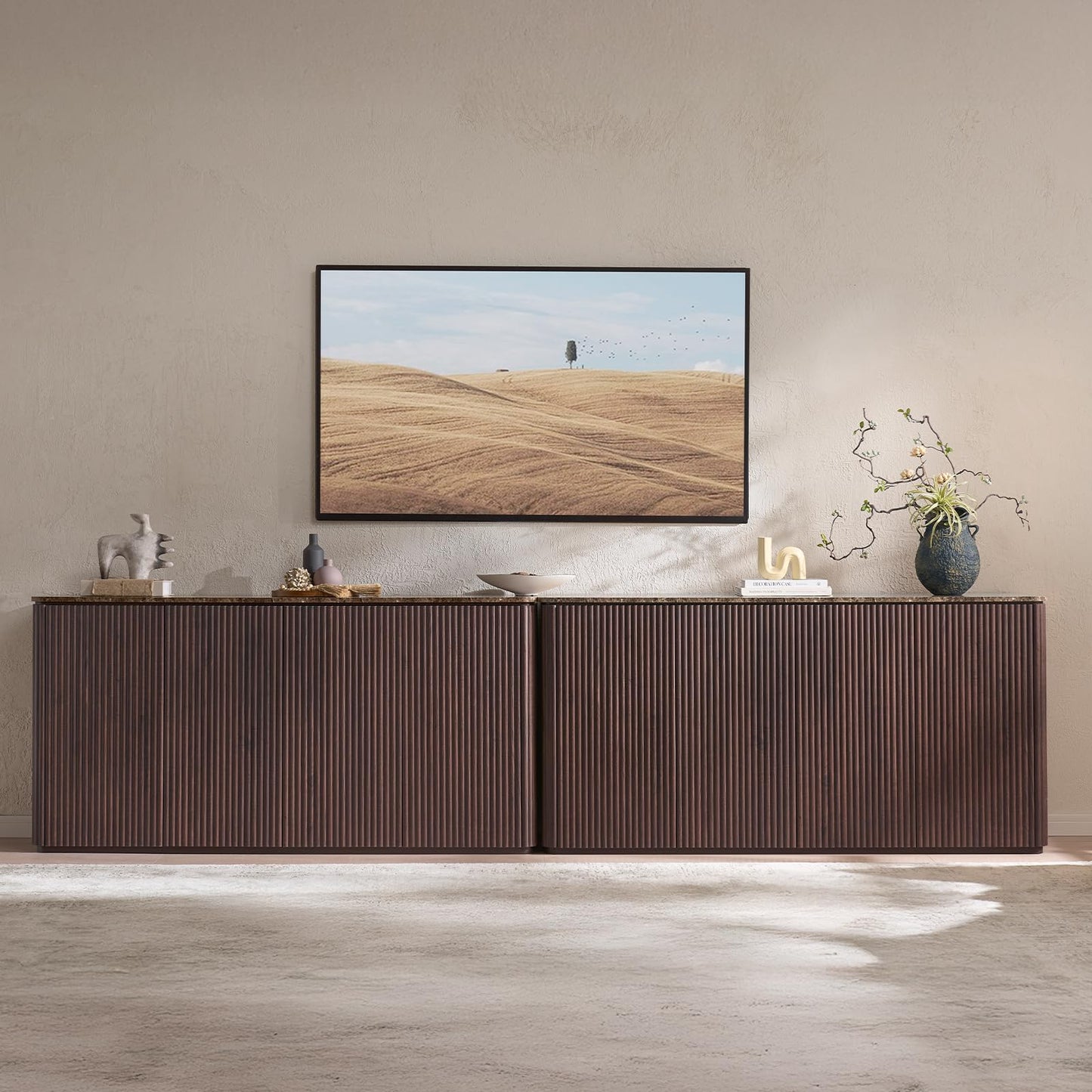 Ripple 4 Doors Sideboard Cabinet - Dark Oak