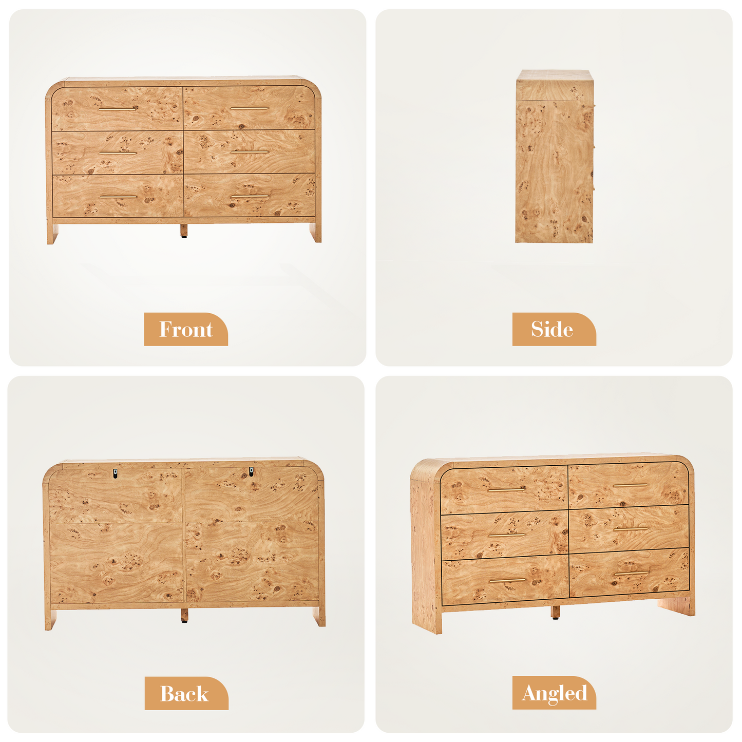 Eliteset Curved 6-Drawer Dresser