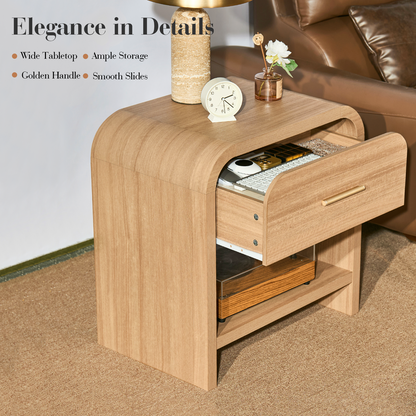 Eliteset Curved 1-Drawer Nightstand