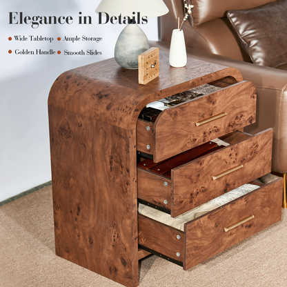 Eliteset Curved 3-Drawer Nightstand