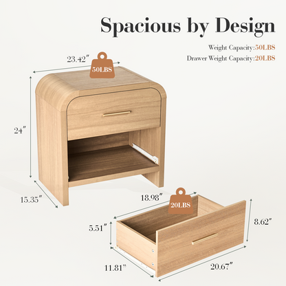 Eliteset Curved 2-Drawer Nightstand