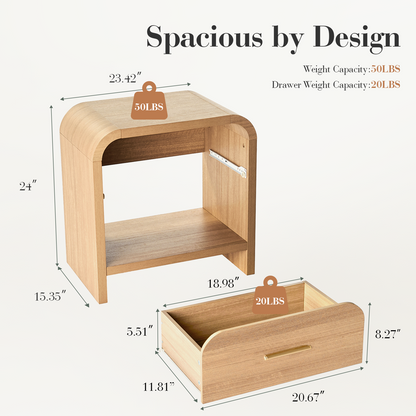 Eliteset Curved 1-Drawer Nightstand