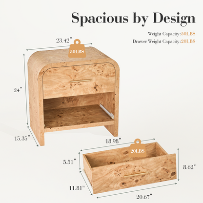 Eliteset Curved 2-Drawer Nightstand