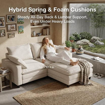 Corduroy Sectional Sofa - 2 Seat & 1 Ottoman