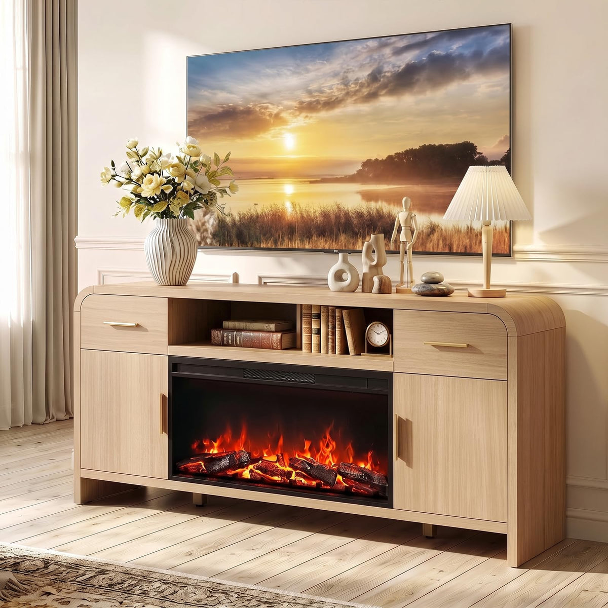 Curved Fireplace Tv Stand
