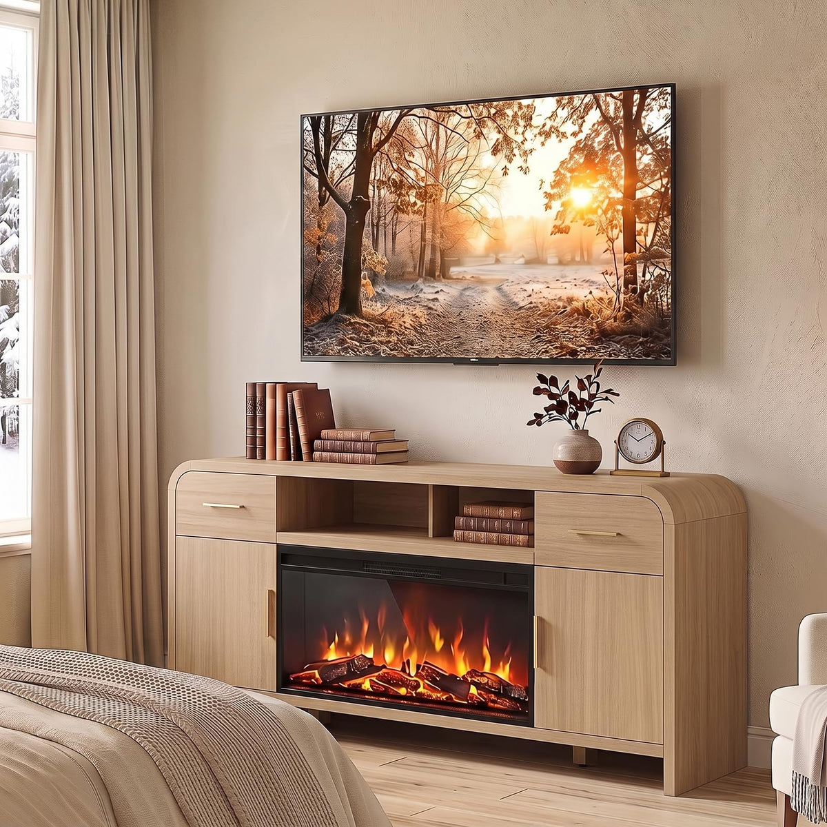 Curved Fireplace Tv Stand
