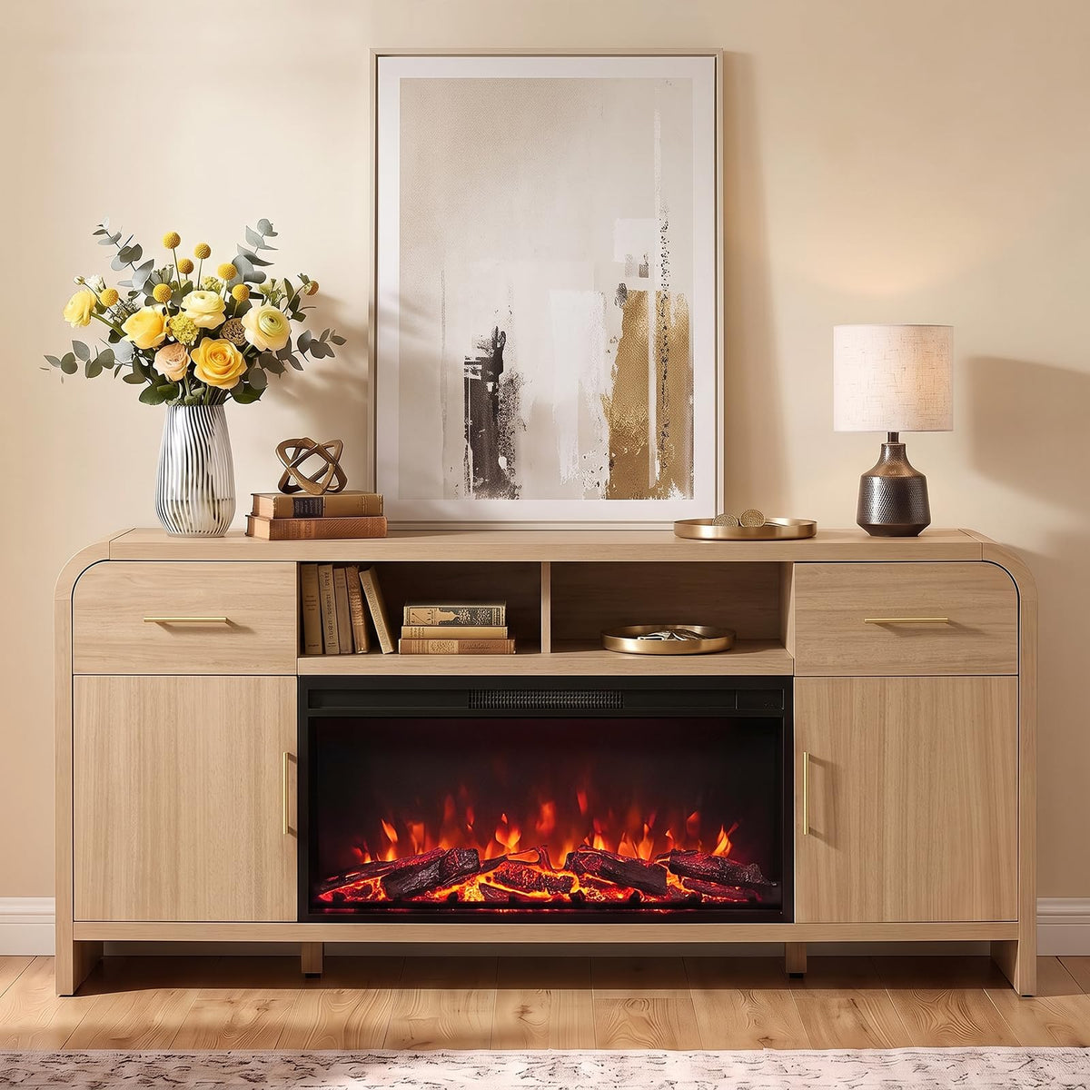 Curved Fireplace Tv Stand
