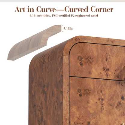 Curved 2-Door & Drawer Cabinet