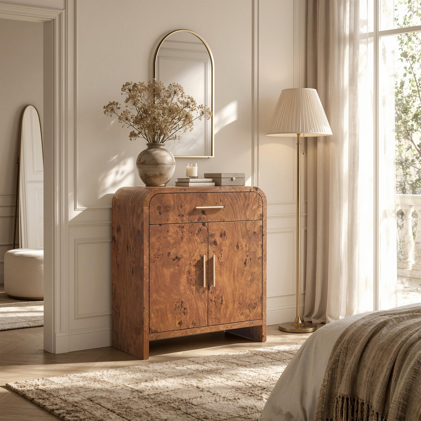Curved 2-Door & Drawer Cabinet