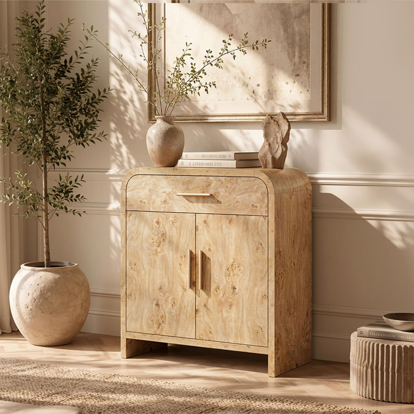Curved 2-Door & Drawer Cabinet