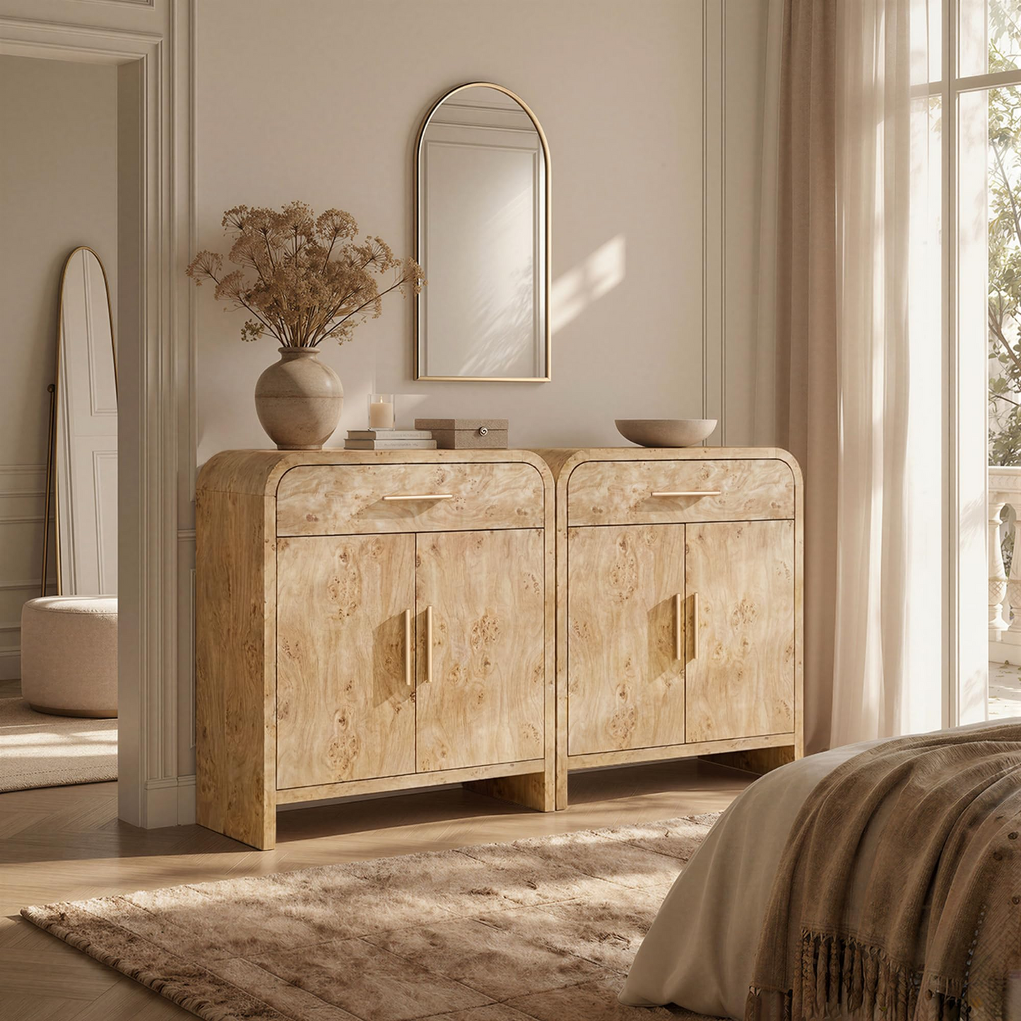 Curved 2-Door & Drawer Cabinet