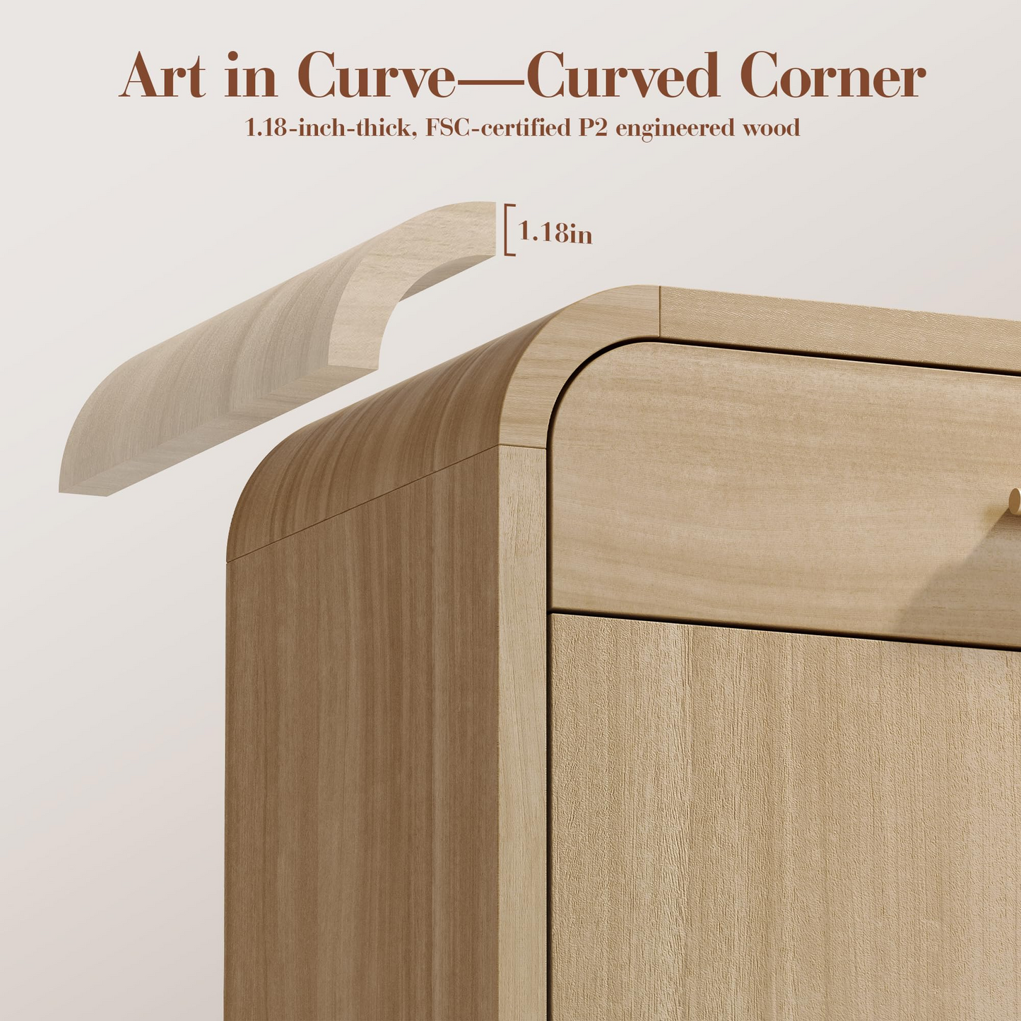 Curved 2-Door & Drawer Cabinet