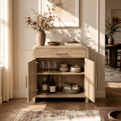 Curved 2-Door & Drawer Cabinet