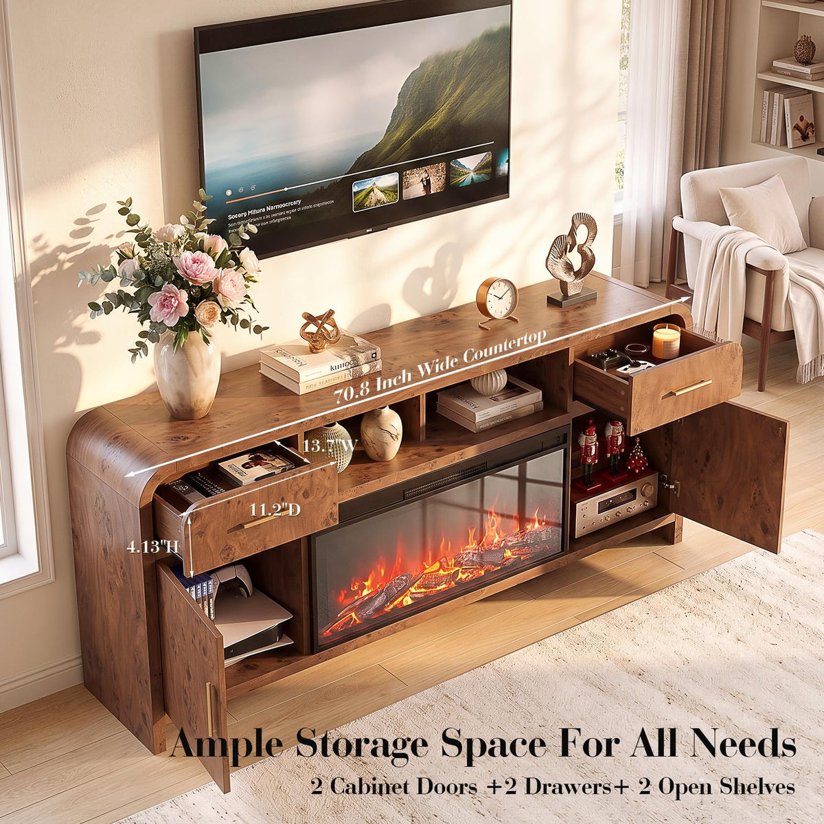 Curved Fireplace Tv Stand