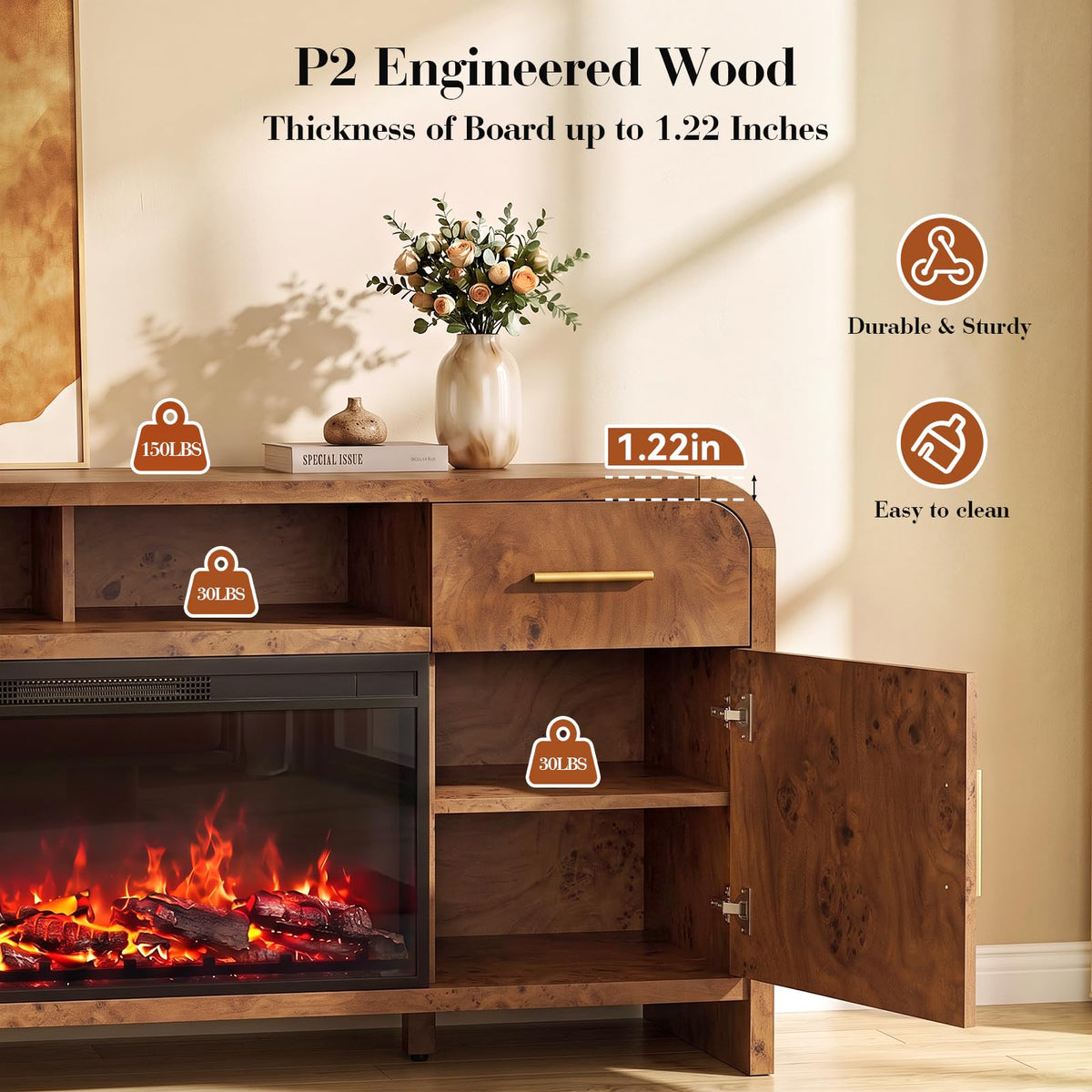 Curved Fireplace Tv Stand