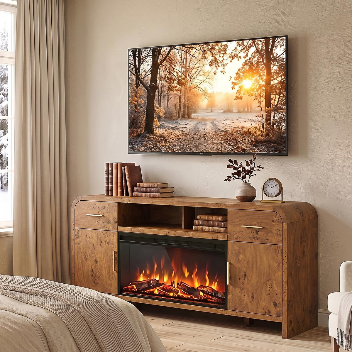 Curved Fireplace Tv Stand