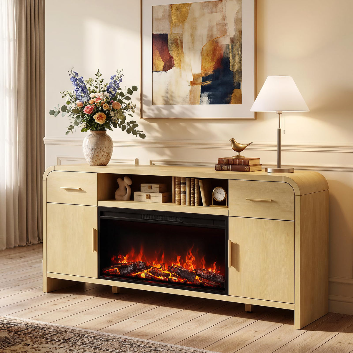 Curved Fireplace Tv Stand