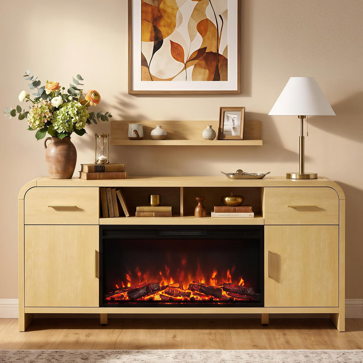 Curved Fireplace Tv Stand