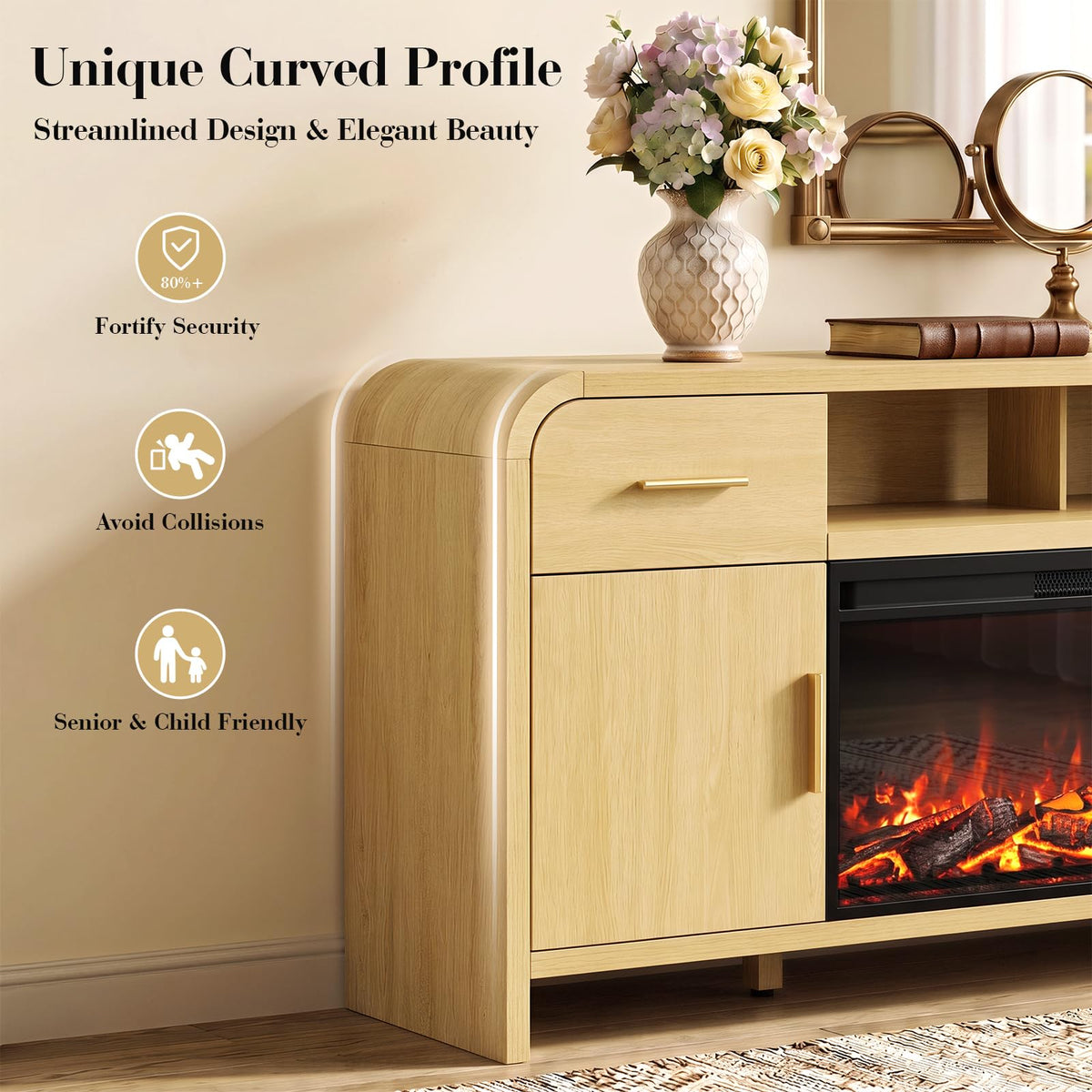 Curved Fireplace Tv Stand