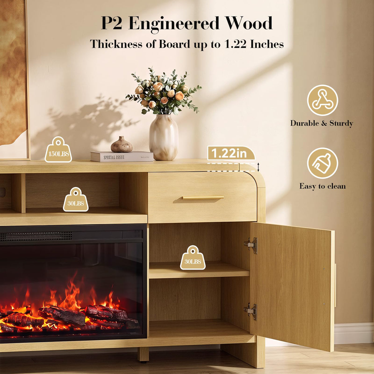Curved Fireplace Tv Stand