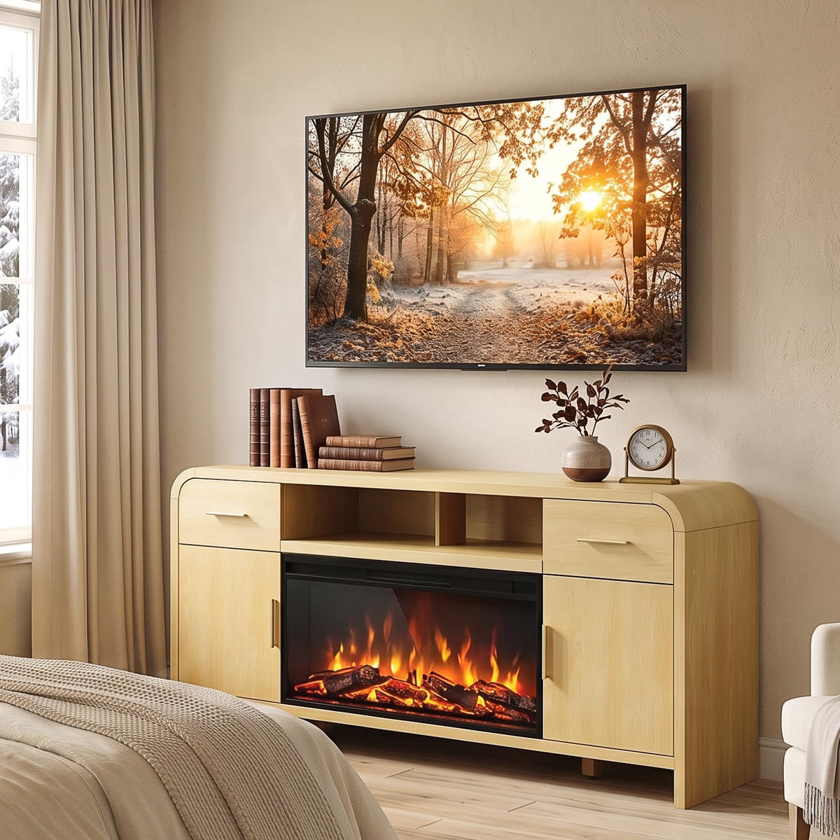 Curved Fireplace Tv Stand