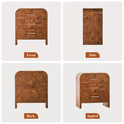 EliteSet Night Stand Set of 2, 3-Drawer[Curved Profile] [FSC-Certified Wooden Board] Nightstand 26.7"H Metal Handle Modern Bedside Table Side Table End Table