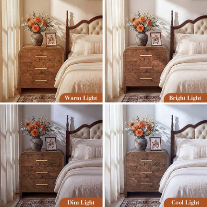 EliteSet Night Stand Set of 2, 3-Drawer[Curved Profile] [FSC-Certified Wooden Board] Nightstand 26.7"H Metal Handle Modern Bedside Table Side Table End Table