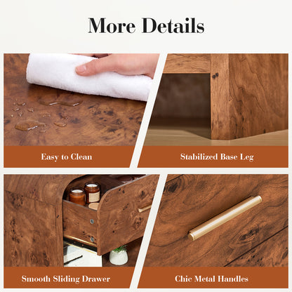 EliteSet Night Stand Set of 2, 3-Drawer[Curved Profile] [FSC-Certified Wooden Board] Nightstand 26.7"H Metal Handle Modern Bedside Table Side Table End Table