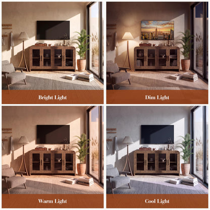 Curved Sideboard Cabinet - 4 Glass Doors