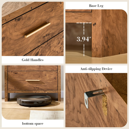 Curved 5-Drawer Dresser Dark Burl