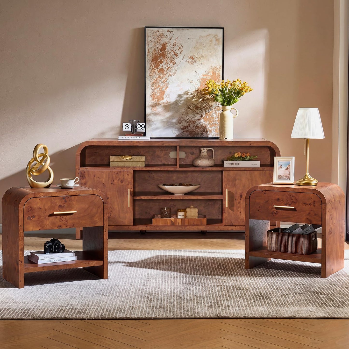 Curved TVstand + 1 Drawer Set