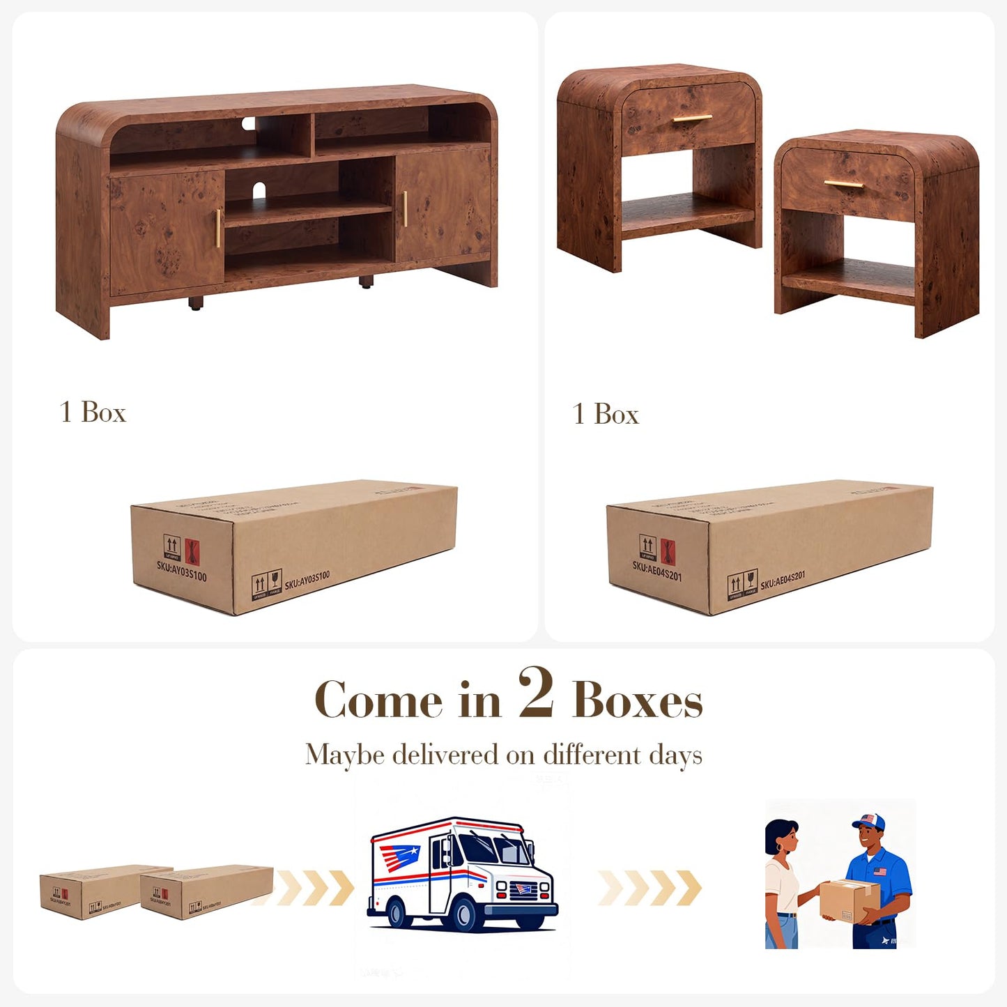 Curved TVstand + 1 Drawer Set
