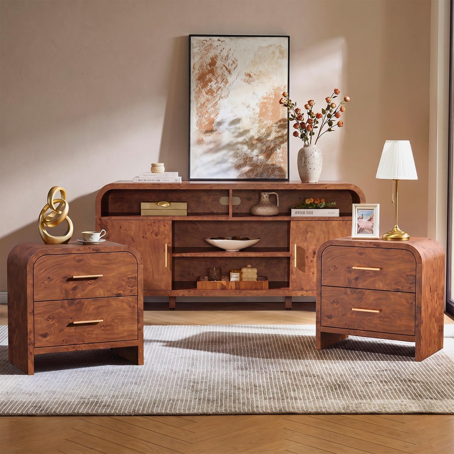 Curved TVstand + 2 Drawer Set