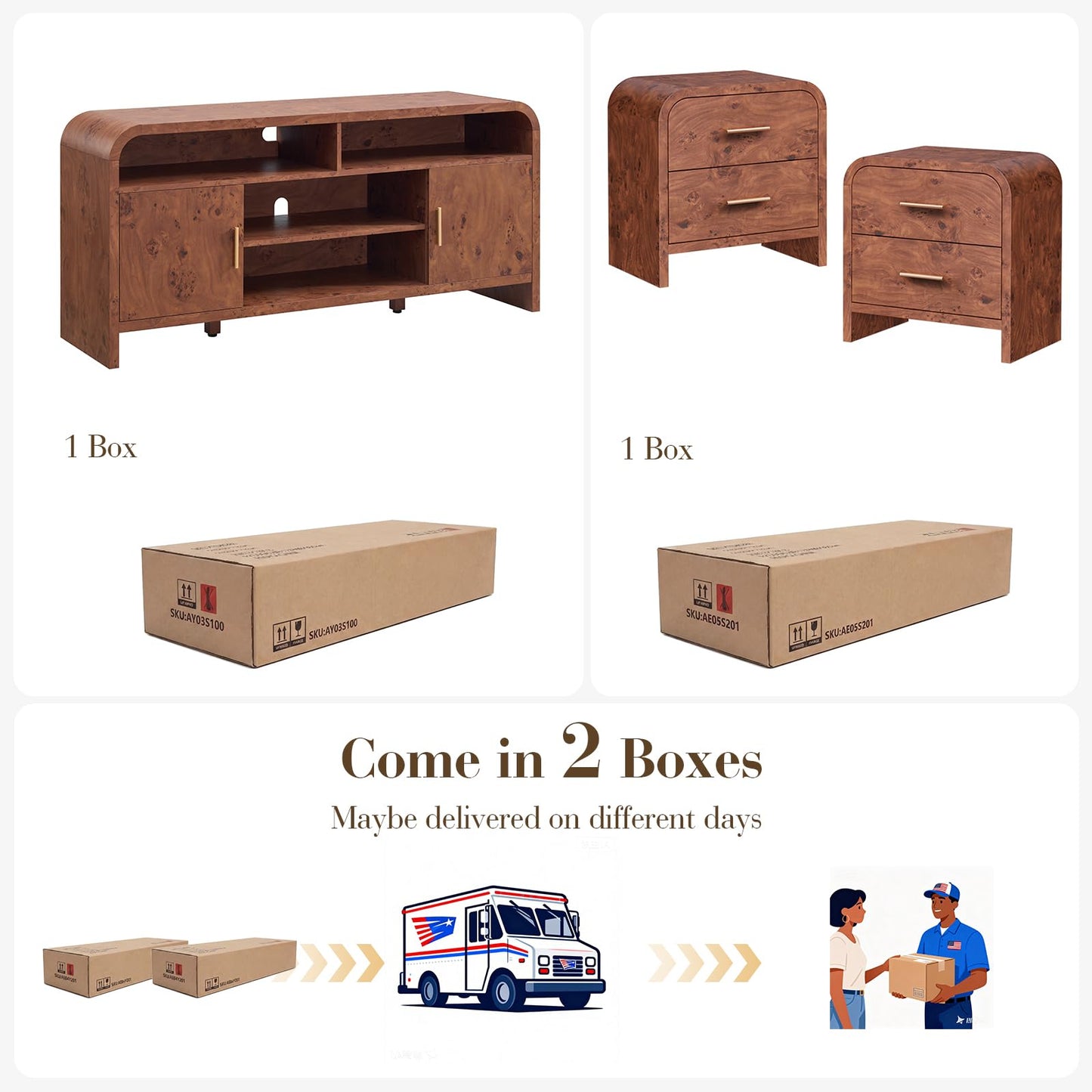 Curved TVstand + 2 Drawer Set