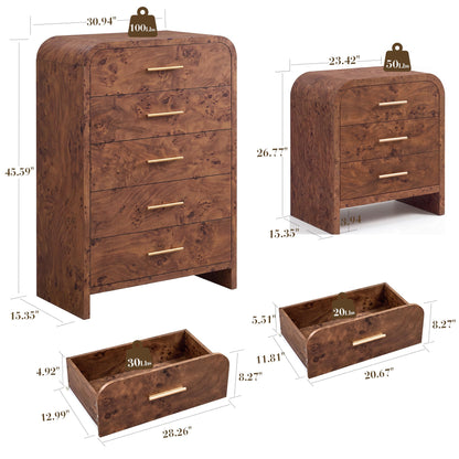 Curved 5 + 3 Drawer Set