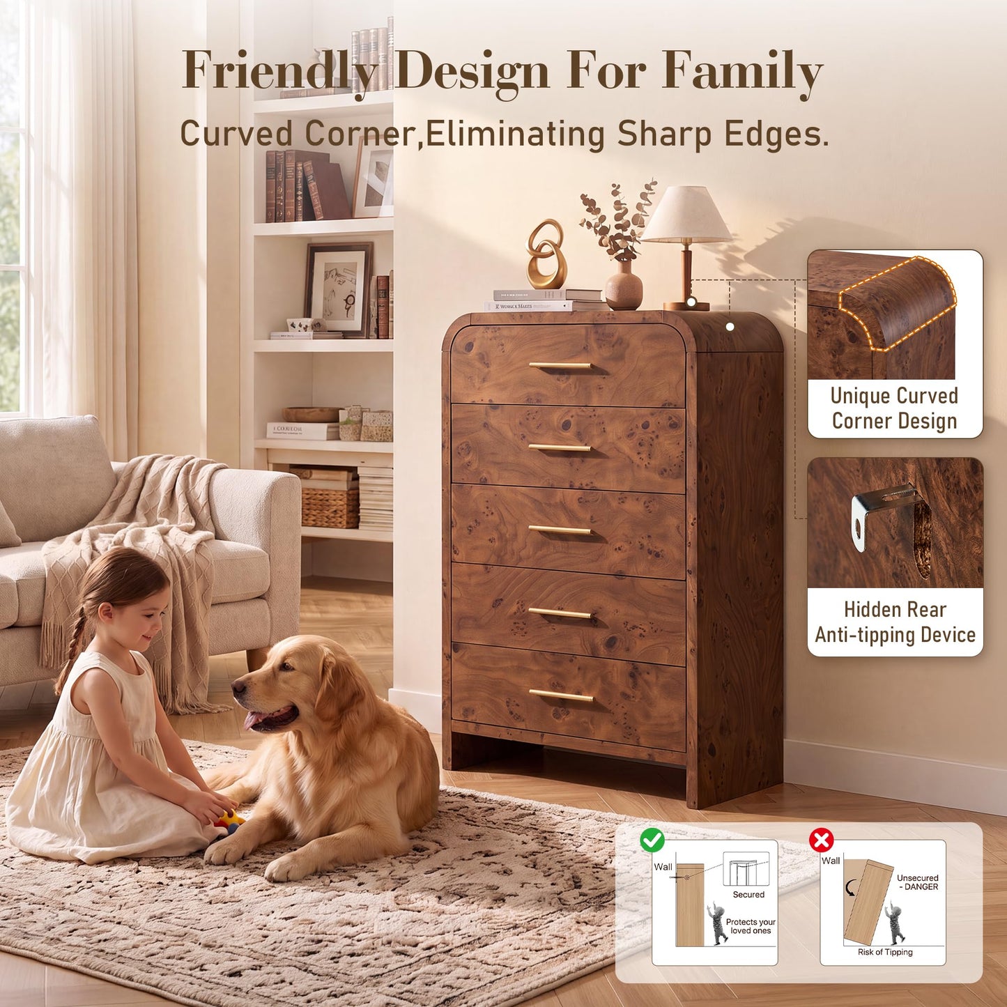 Curved 5 + 3 Drawer Set