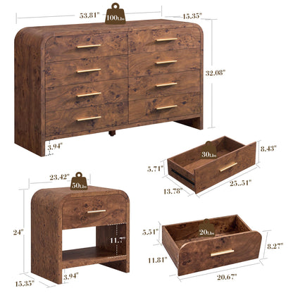 Curved 8 + 1 Drawer Set