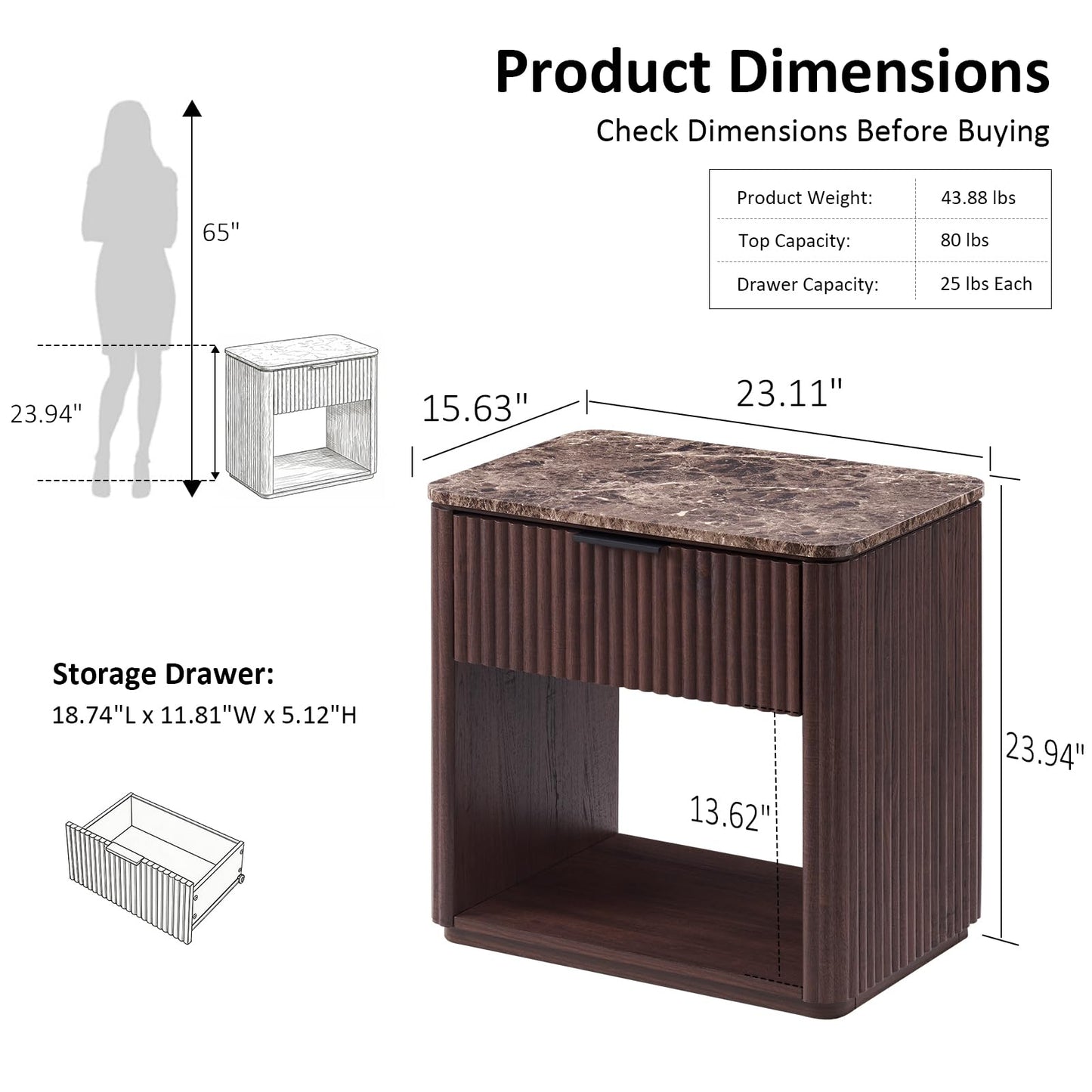Ripple 1-Drawer Nightstand