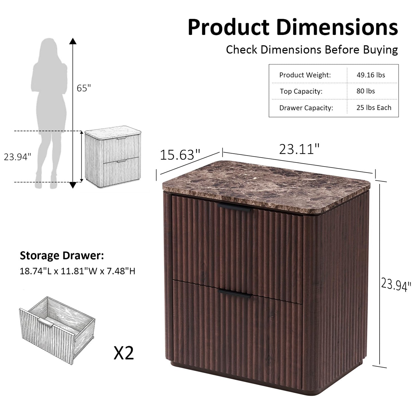 Ripple 2-Drawer Nightstand